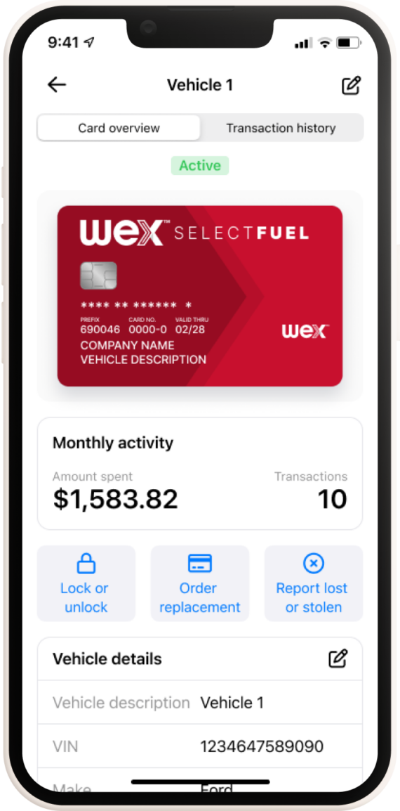 WEX Select app on iPhone